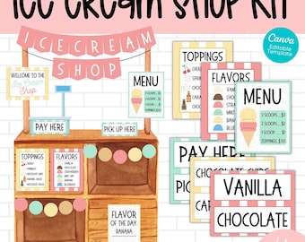 PRINTABLE Ice Cream Shop Dramatic Play Kit | Summer Activity | Preschool Sensory Play | Elementary School | Teacher Printable | Pretend Play