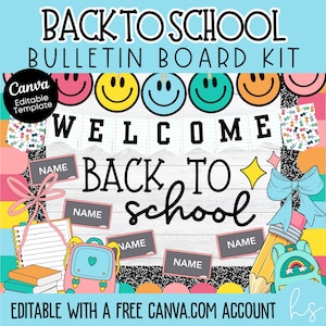 EDITABLE Preppy Back To School Bulletin Board Kit | Preppy Classroom | Colorful | Elementary School | Back To School | Trendy Classroom