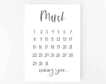 March 2026 Pregnancy Announcement Printable | March | Calendar | Pregnancy Announcement | Printable Pregnancy Announcement | Digital