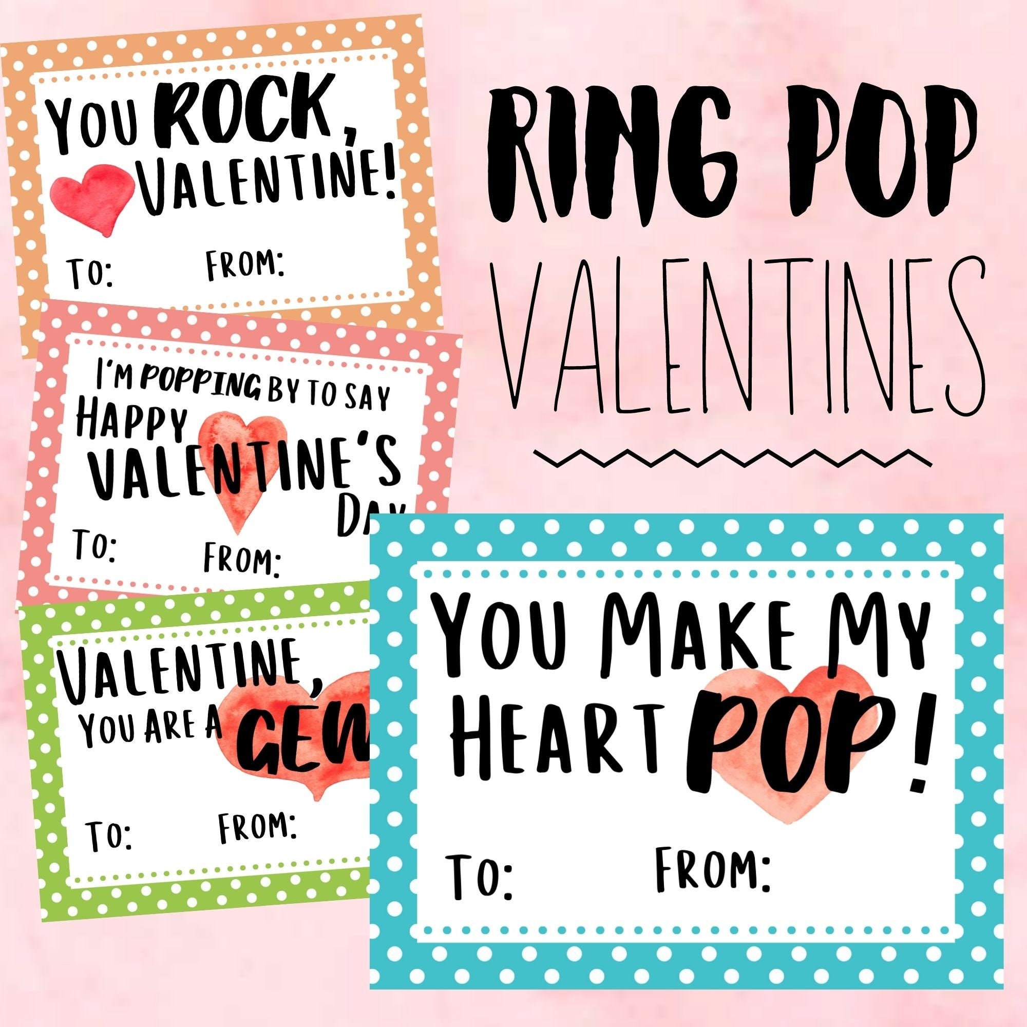 Ring Pop Printable Valentines Valentine Valentine Gift Etsy
