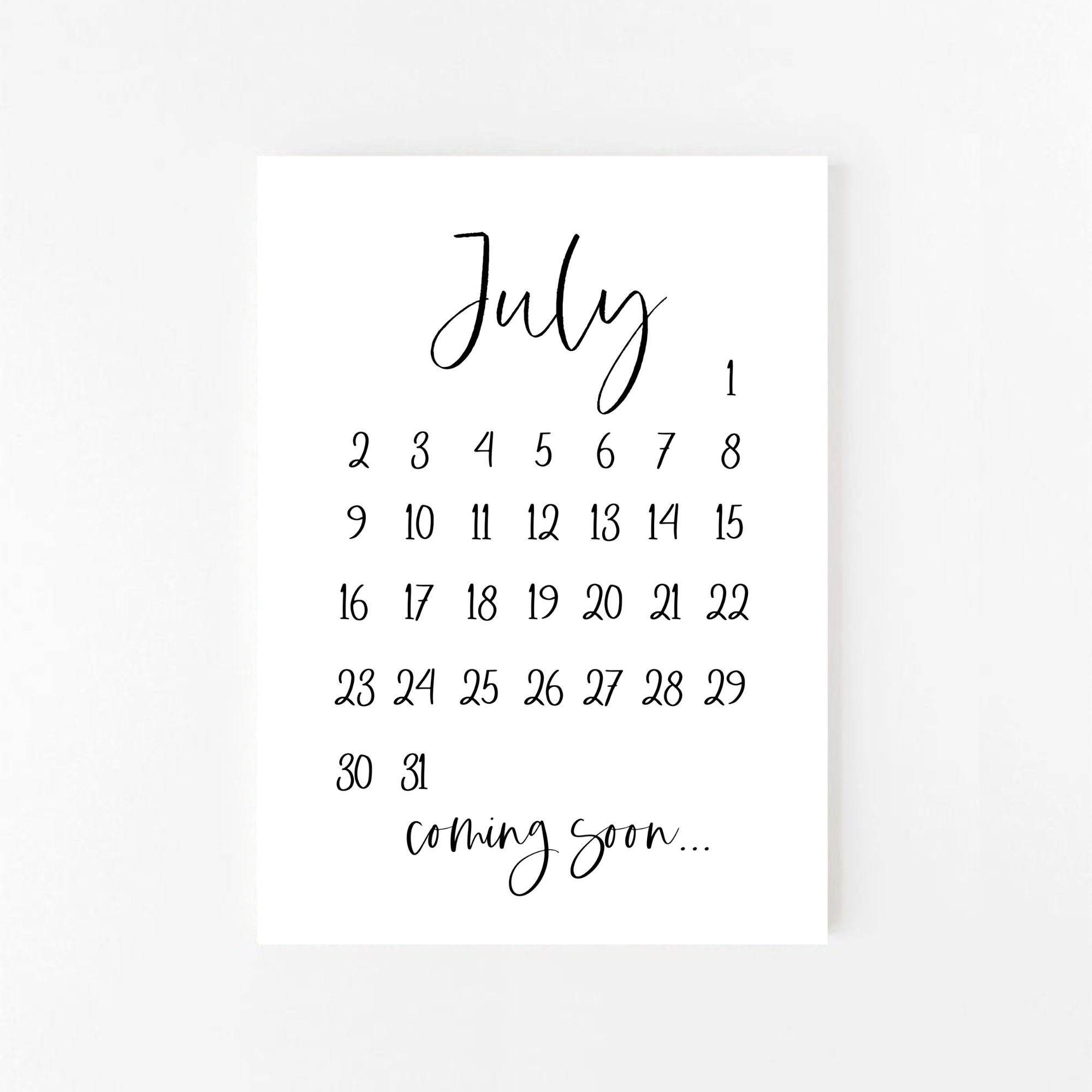 July 2023 Pregnancy Announcement Printable July Calendar Etsy Israel