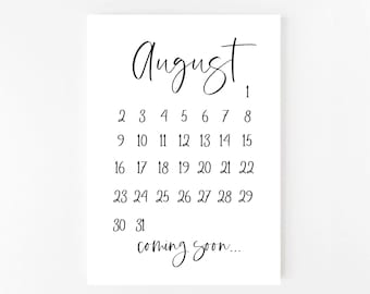 August 2026 Pregnancy Announcement Printable | August | Calendar | Pregnancy Announcement | Printable Pregnancy Announcement | Digital