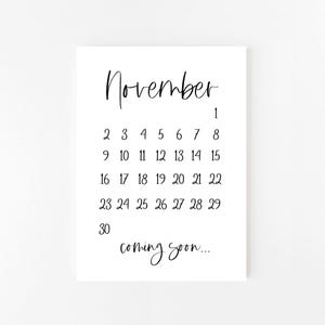 November 2025 Pregnancy Announcement Printable | November | Calendar | Pregnancy Announcement | Printable Pregnancy Announcement | Digital