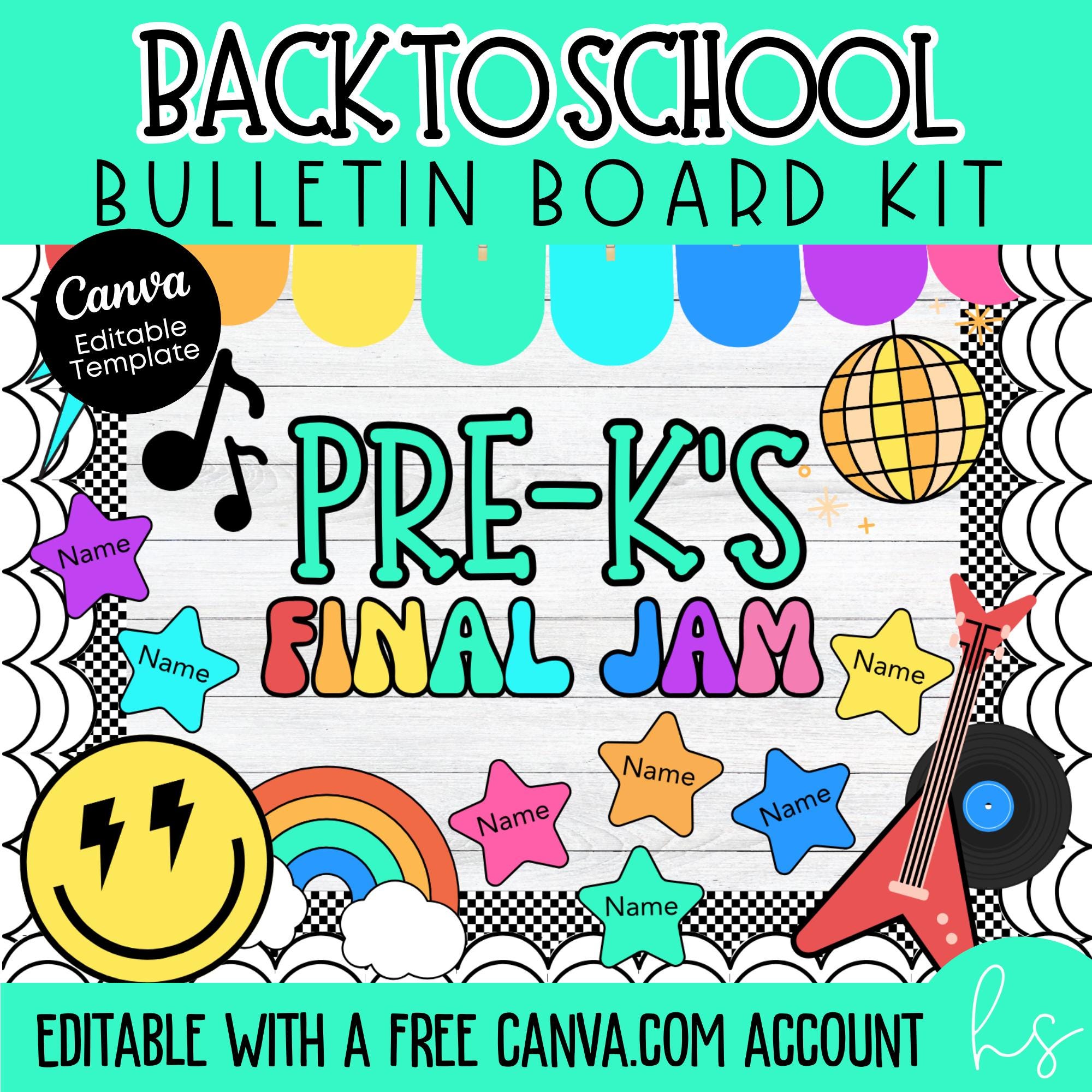 EDITABLE Pre-K's Final Jam Bulletin Board Kit | Rock & Roll | Colorful | Elementary School | Pre-K Graduation | Editable Preschool Board