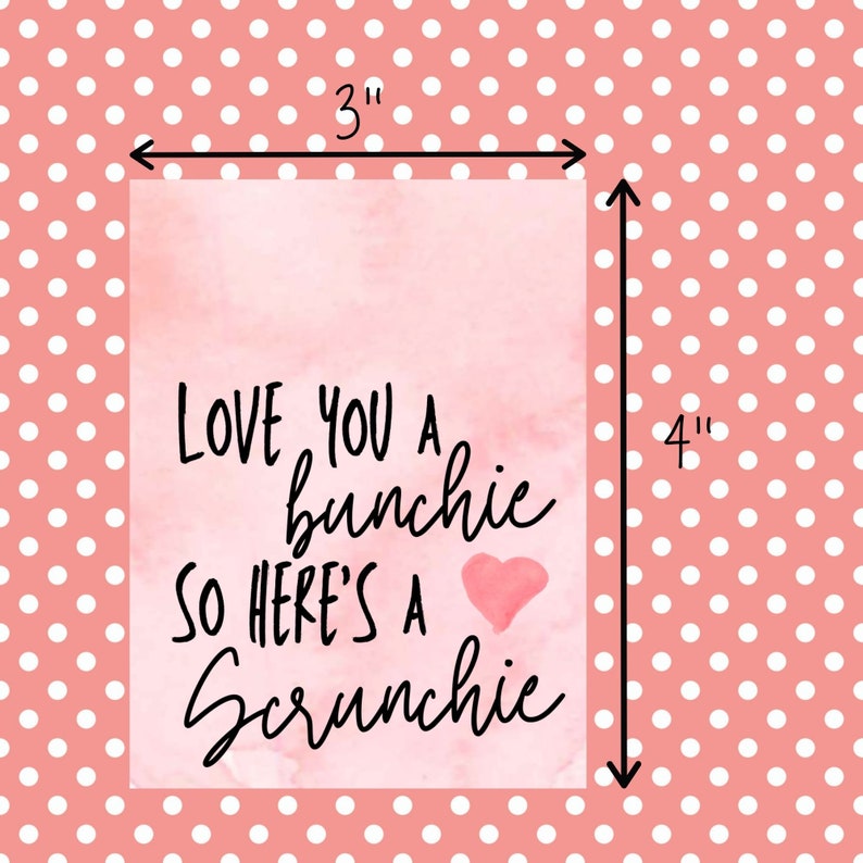 Love You A Bunchie So Here's A Scrunchie Printable Gift Tag Valentine Gift Tag Scrunchie Valentine Love Gift Tag Valentine's Day image 3