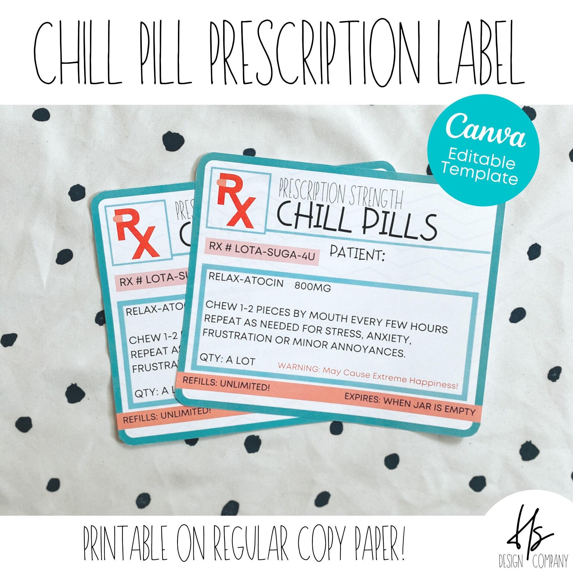 printable-prescription-chill-pill-candy-jar-label-nursing-home-cna-appreciation-marketing-health-care-gift-cna-week-nurse-s-week-etsy for Free Printable Chill Pill Printable PRINTABLE Prescription Chill Pill Candy Jar Label | Nursing Home | CNA Appreciation | Marketing | Health Care Gift | CNA Week | Nurse's Week - Etsy for Free Printable Chill Pill Printable