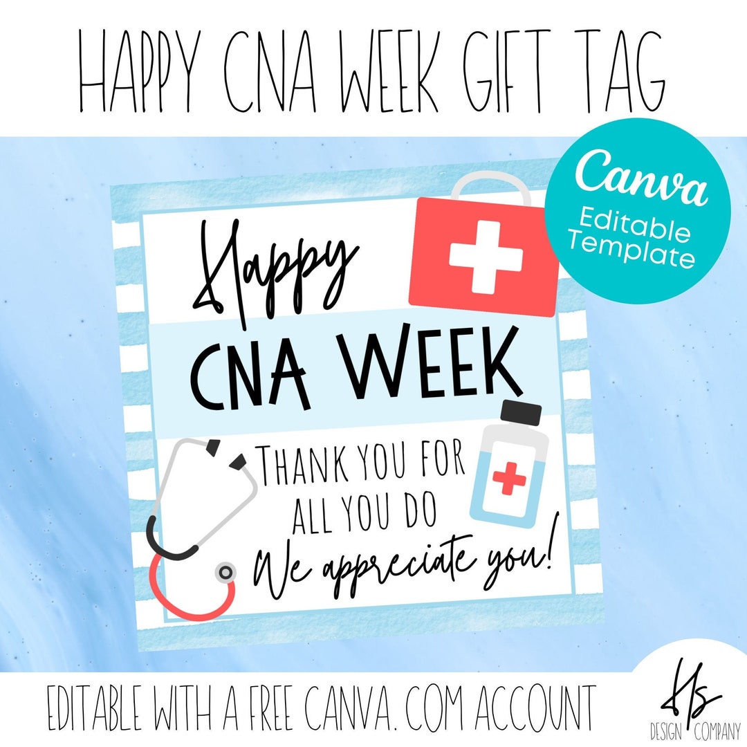 PRINTABLE Happy CNA Appreciation Week Gift Tag Nurse's Aid