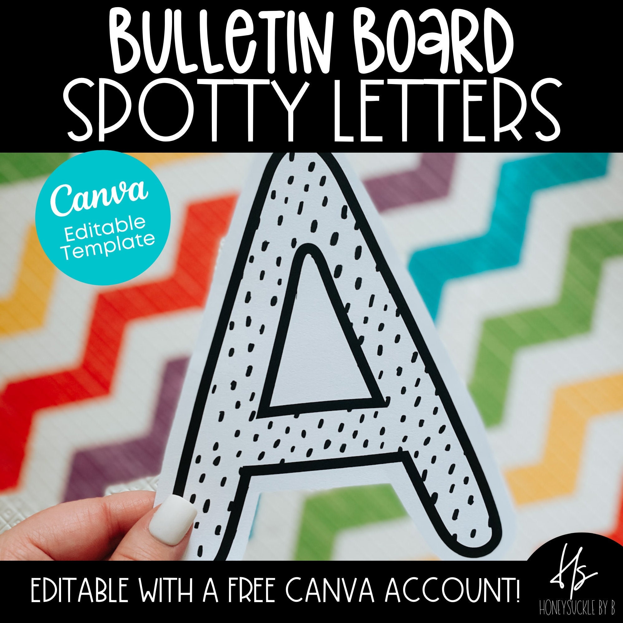 EDITABLE Dotted Classroom Bulletin Board Letters Full Alphabet Etsy