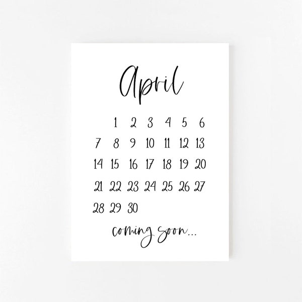 April 2024 Pregnancy Announcement Printable | April | Calendar | Pregnancy Announcement | Printable Pregnancy Announcement | Digital