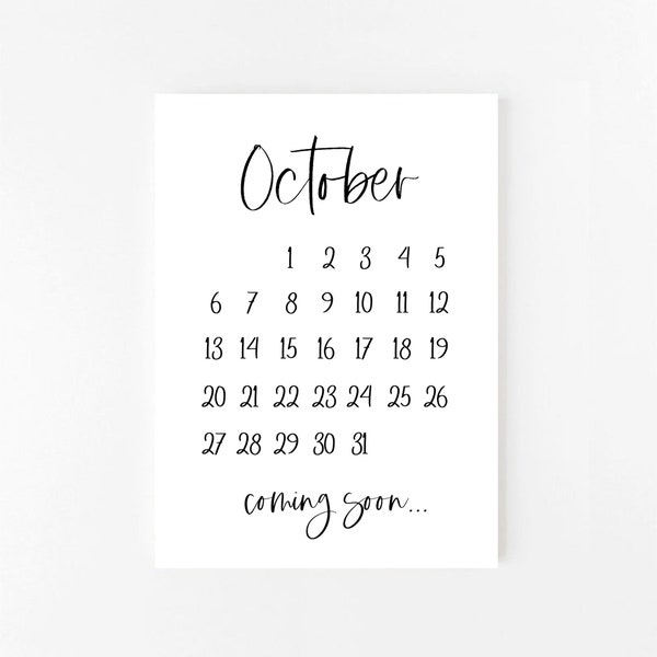 October 2024 Pregnancy Announcement Printable | October | Calendar | Pregnancy Announcement | Printable Pregnancy Announcement | Digital