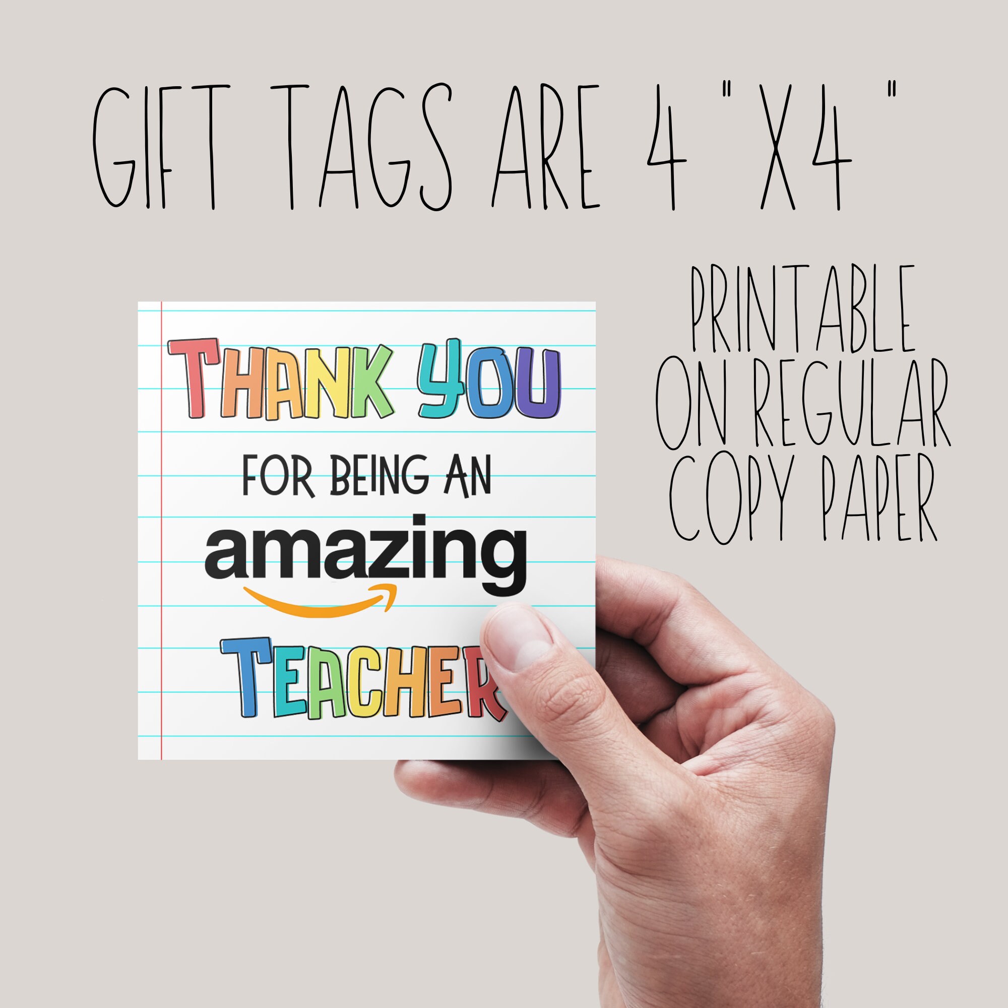 EDITABLE Thank You for Being an Amazing Teacher Gift Tag | Appreciation ...
