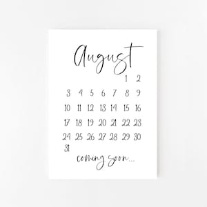 August 2025 Pregnancy Announcement Printable | August | Calendar | Pregnancy Announcement | Printable Pregnancy Announcement | Digital