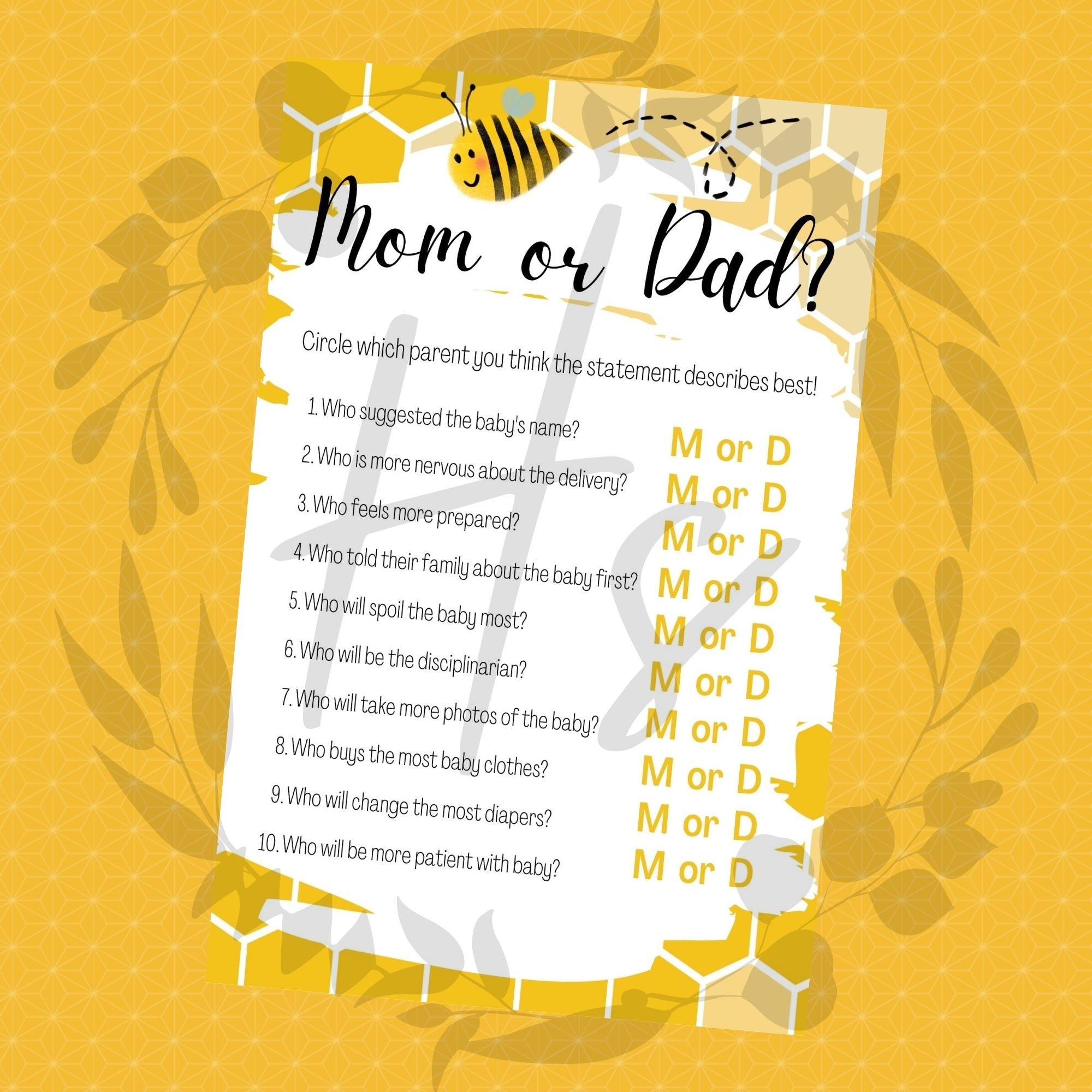 Baby Shower Game Pack Bee Theme Bee Baby Shower Games Etsy