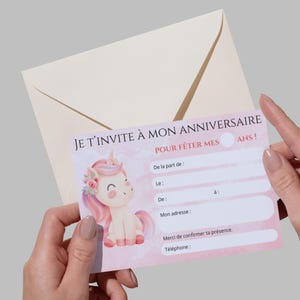 Invitation Anniversaire Licorne – Fichier numérique PDF à télécharger