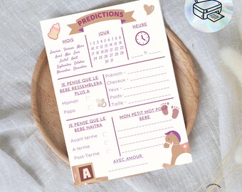 Carte Pronostics bébé • Naissance • babyshower •