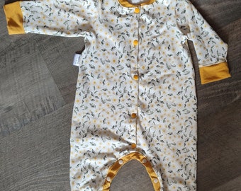 Pijama infantil - Mono - Hecho a mano - Floreado - Niña - 1 año - 12 meses -