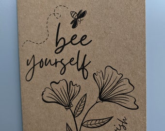 Subtle LGBT Pride A6 Notebook - Bee Yourself and Flourish - 36 blank recycled paper pages
