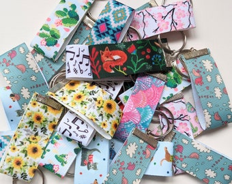 Pretty Fabric Keyrings - various designs