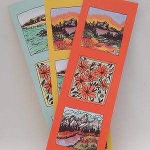 Set mit 3 hellen Lesezeichen | Natur Themen Triptychon | aus originalen Aquarellfarben