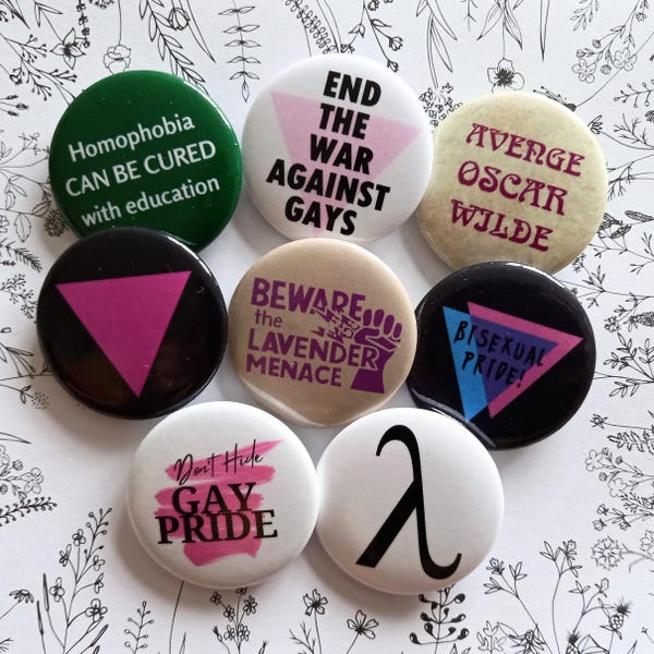 Replica Vintage LGBT Protest Badges - 38mm - fundraising for Queer Kernow