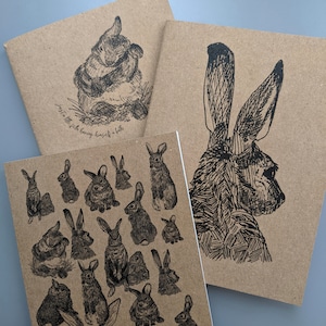 Quaderni A6 con simpatici coniglietti - Arte originale - 36 pagine in carta riciclata