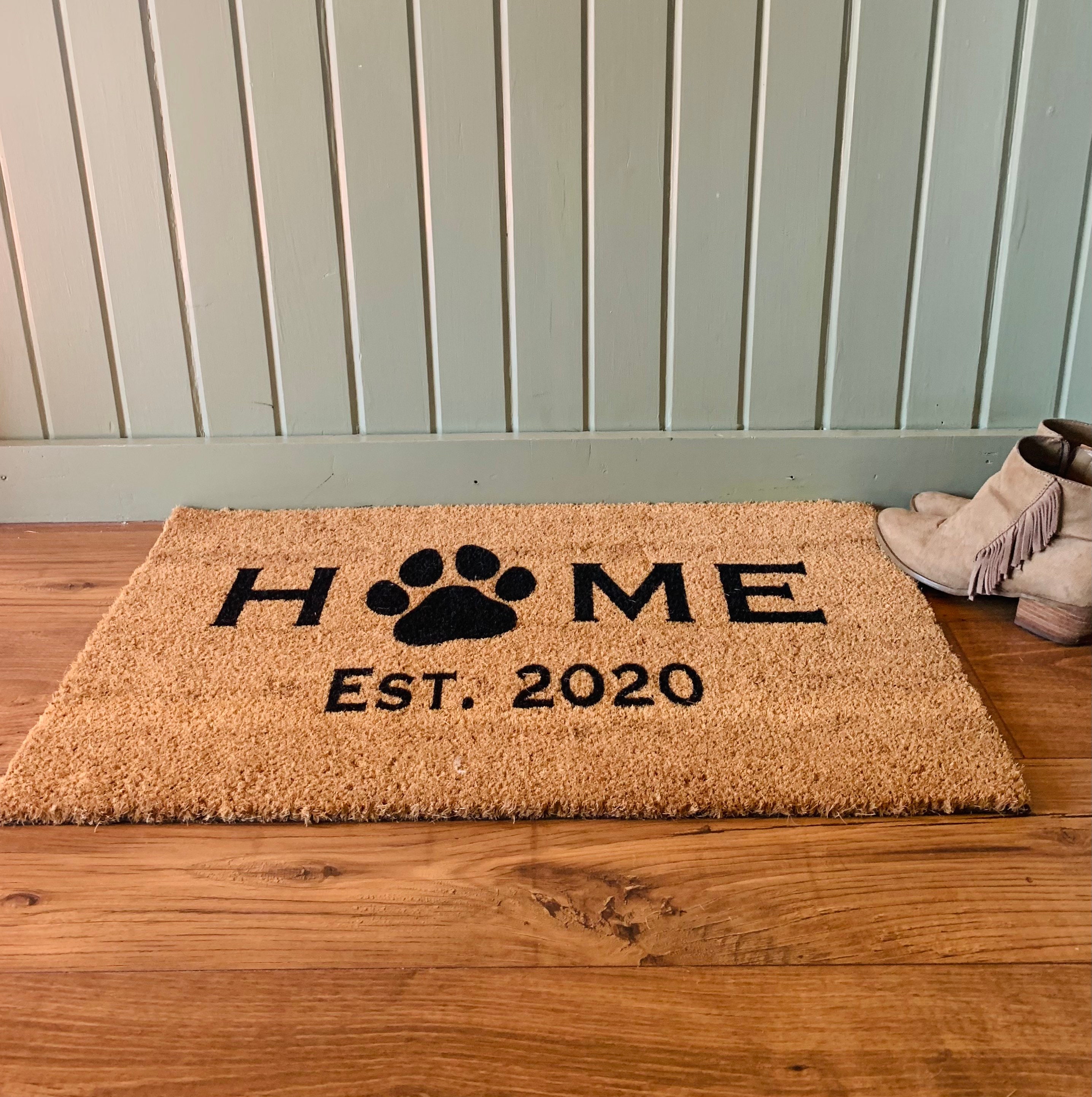 Home EST. Doormat Paw Print Doormat HouseWarming Gift Etsy