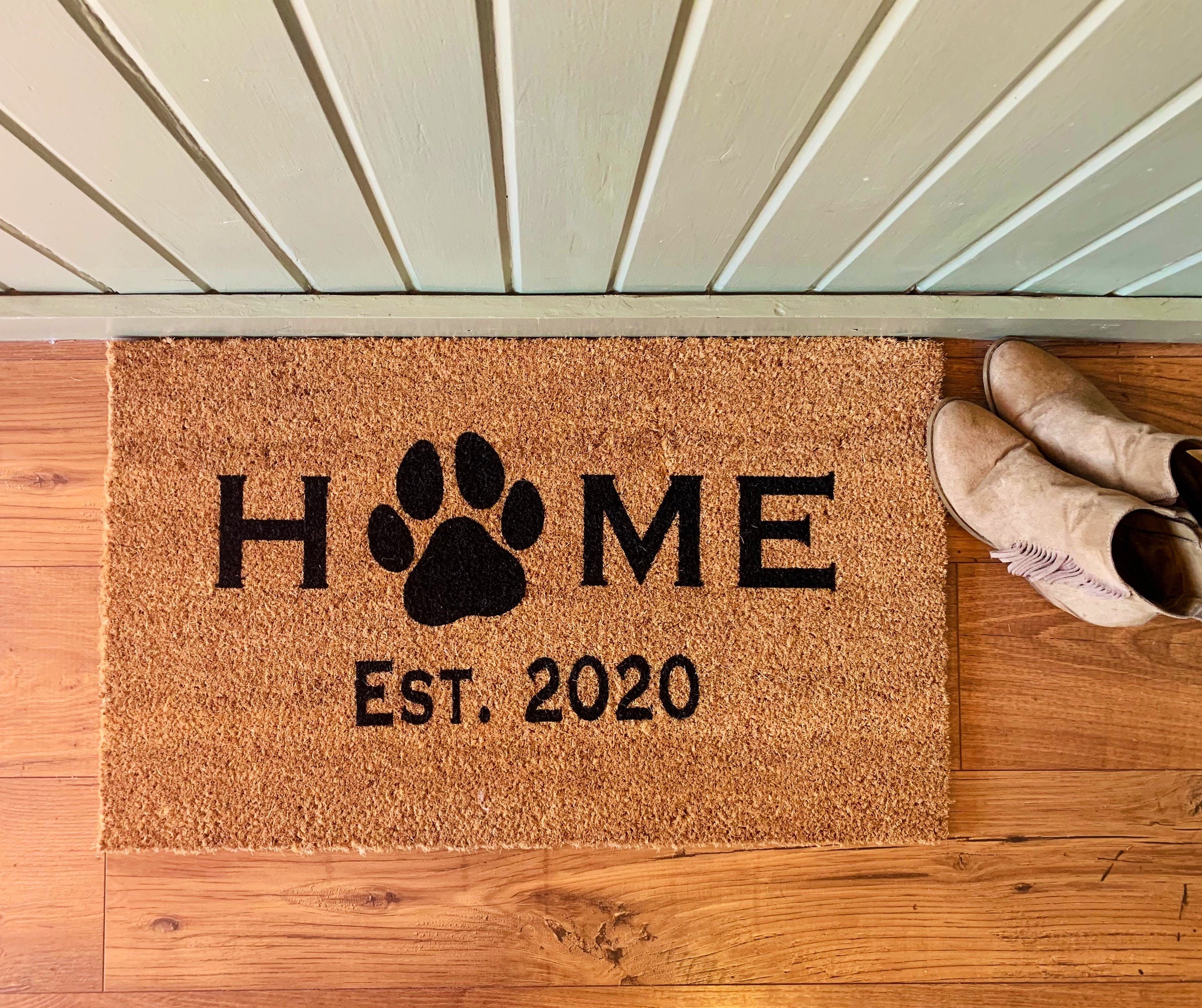 Home EST. Doormat Paw Print Doormat HouseWarming Gift Etsy