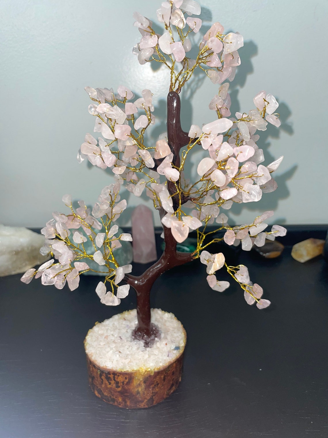 Large Rose Quartz Crystal Bonsai Tree of Life | Etsy