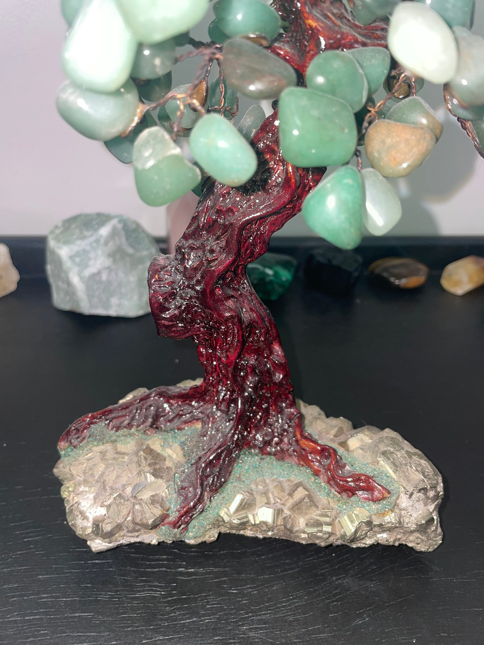 Large Green Aventurine Crystal Bonsai Tree of Life with Pyrite Etsy