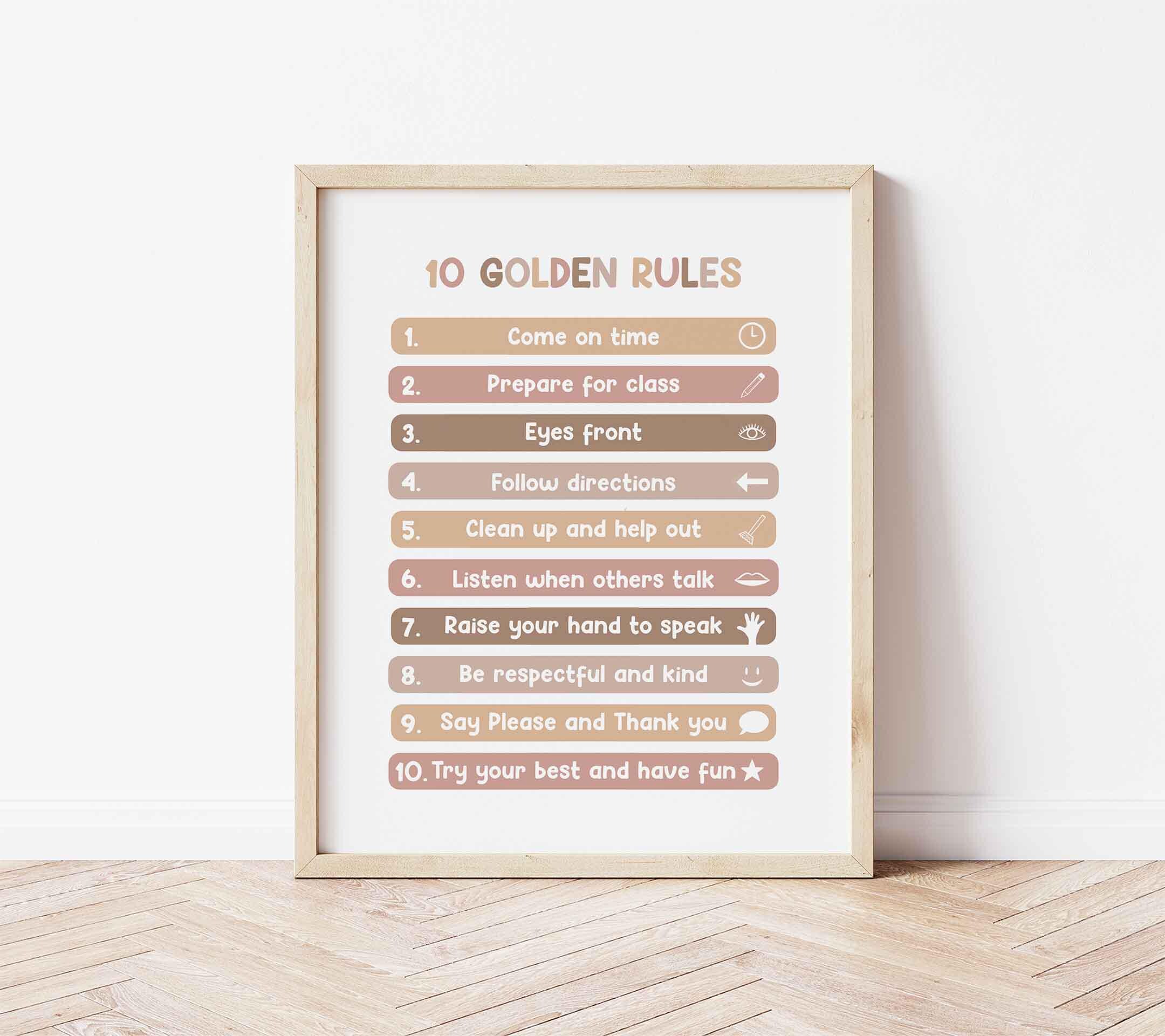 10 Golden Rules Printable Poster BOHO (digital Download) Classroom ...