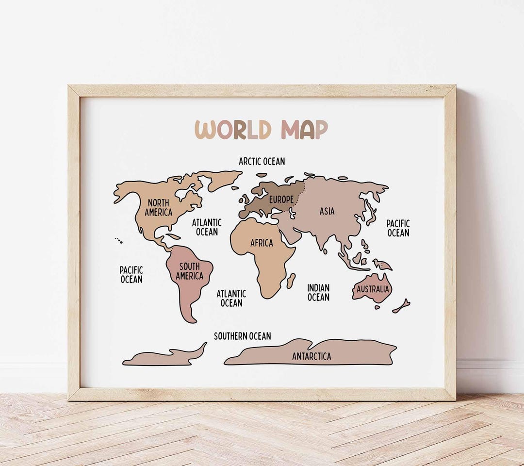 World Map Poster for Kids BOHO (digital Download), Printable Wall Decor ...