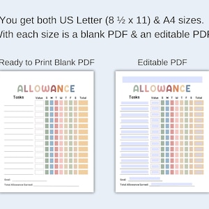 Allowance Chart for Kids | Instant Download | Printable | Allowance ...