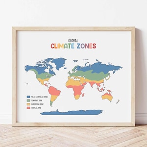 Climate Zones of the World Map - Etsy