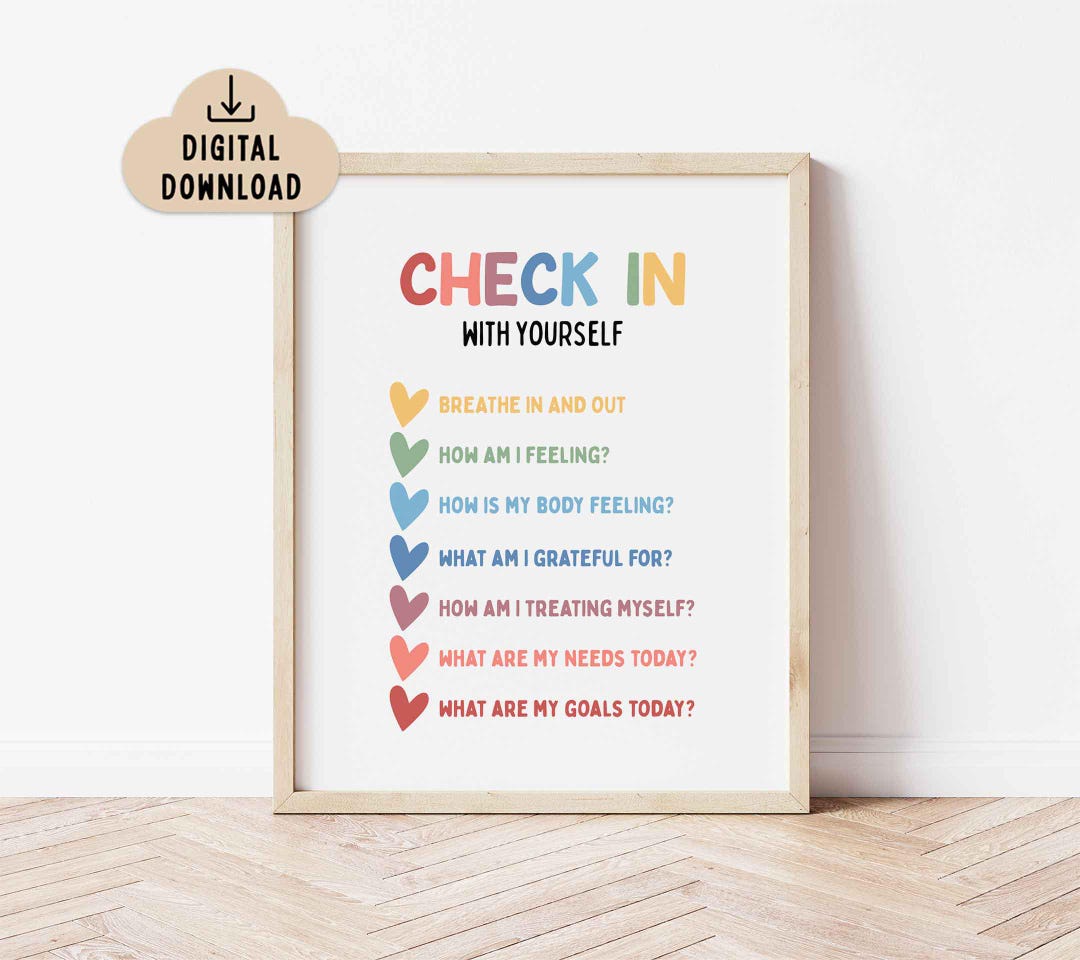 Check in With Yourself Printable Poster, BRIGHT Colors (digital ...