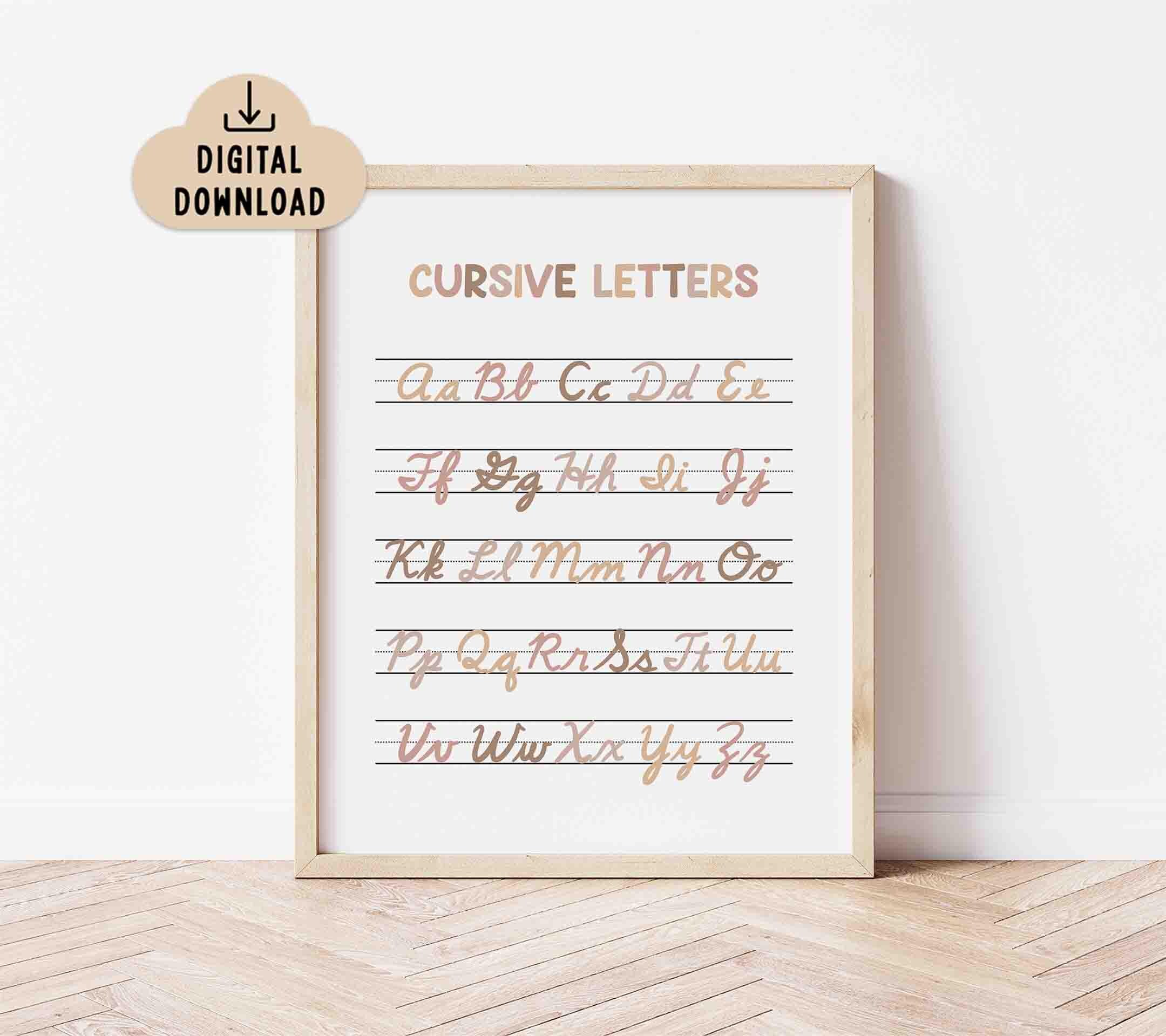 Cursive Letters Printable Poster BOHO (digital Download) Classroom ...