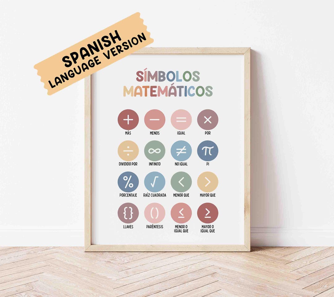 Simbolos Matematicos Math Symbols Poster Spanish Language | Homeschool ...