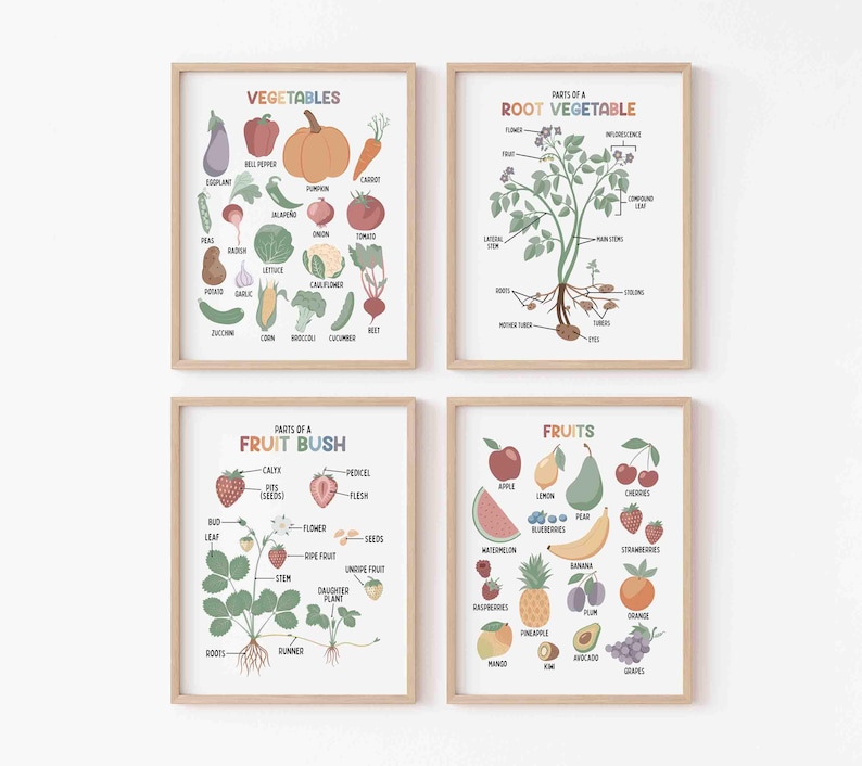 Fruits and Vegetables Posters Set of 4 (digital Download ...