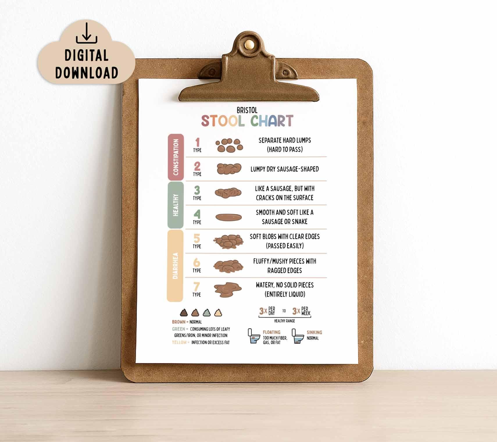Stool Chart Printable Poster (digital Download) Bristol Stool Chart ...