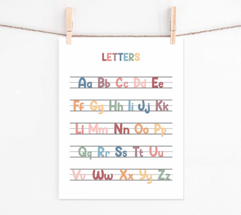 Póster imprimible con letras (descarga digital) Decoración para el aula, material didáctico, clase de inglés para principiantes imagen 2