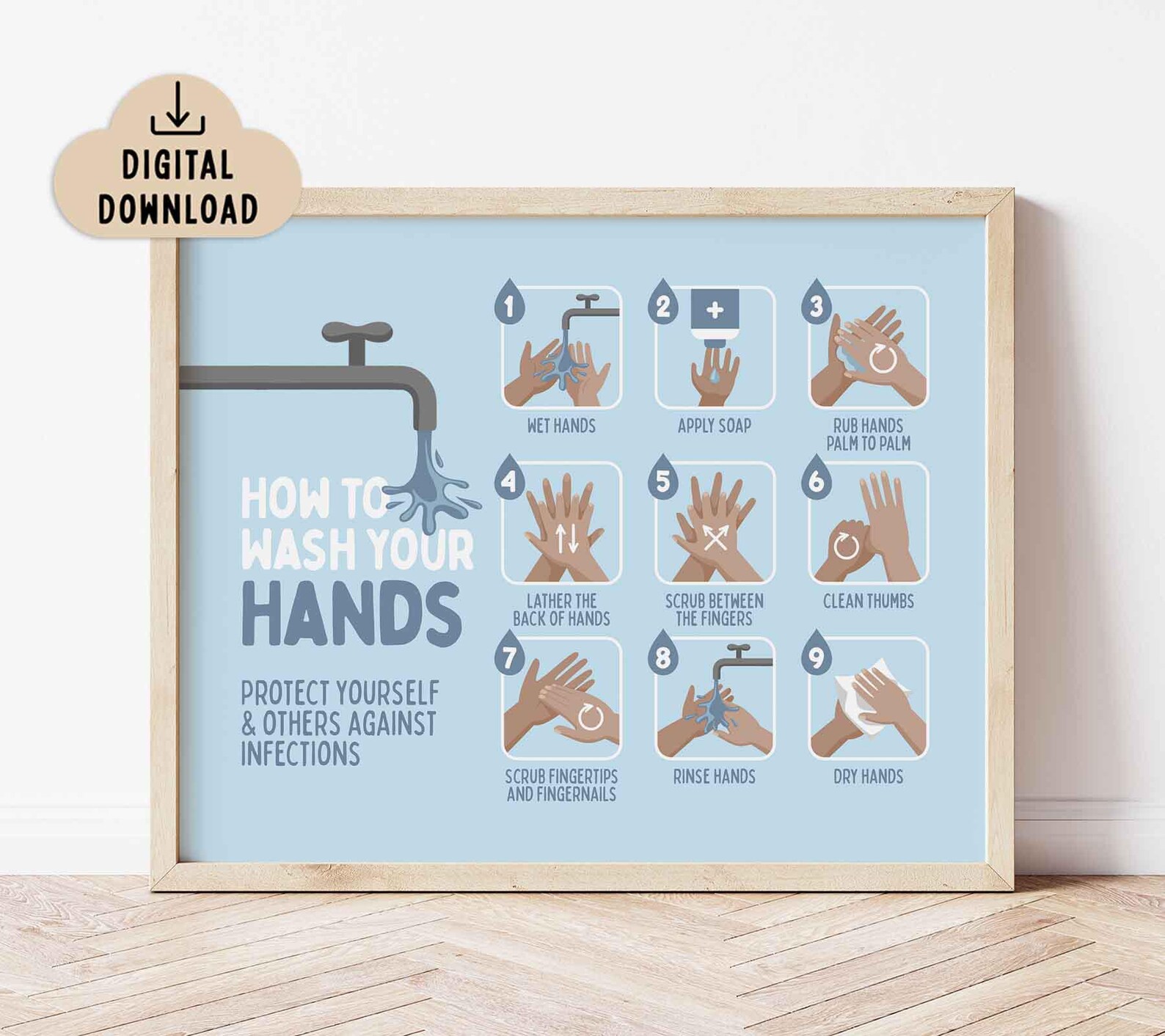 How to Wash Your Hands Printable Poster for Kids (digital Download ...
