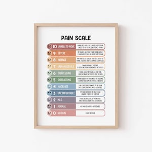 Escala de dolor impresa (descarga digital), póster imprimible con gráfico de dolor infantil, oficina de enfermería escolar, evalúe su dolor imagen 5