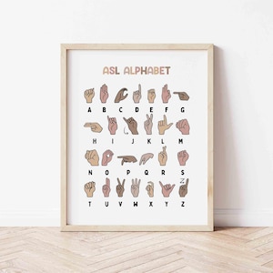 ASL Alphabet Poster BOHO | Homeschool Wall Art |  Classroom Decor | Deaf | Learn American Sign Language | Homeschool Chart | ASL Printable