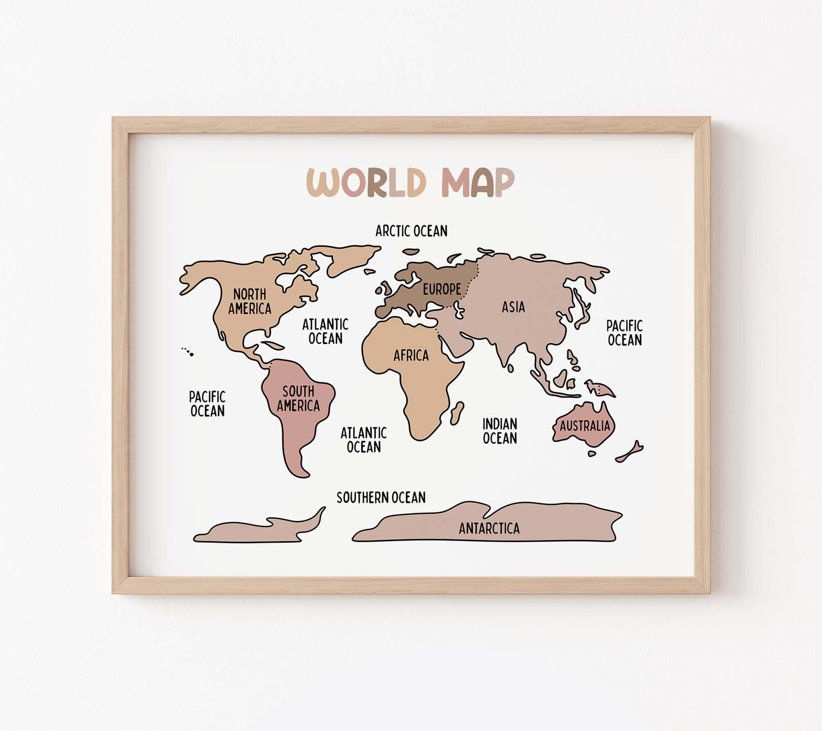 World Map Poster for Kids BOHO (digital Download), Printable Wall Decor ...