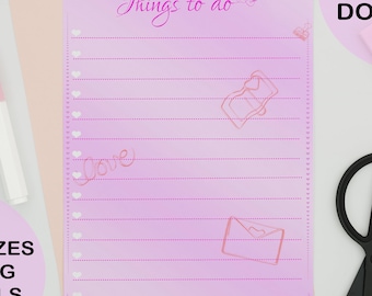 Printable Pink To Do List, Cute Daily Planner (Digital Download)