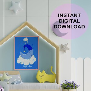 digital moon print,printable cute print,moon print,moon printable,moon and stars print,blue moon print,moon printable art,moon poster