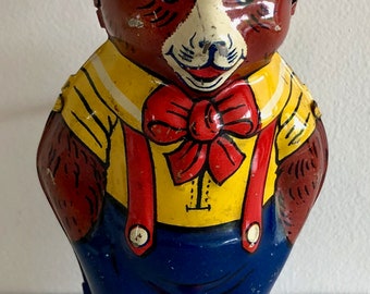 c. 1930&#39;s J. Chein Lithographed Tin Windup Bear Walker - Pristine Condition and  Works Great