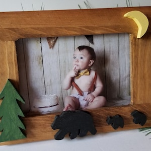 mama bear picture frame, mom gift, new mom, rustic picture frame,  bear picture frame, black bear nursery decor, cabin decor