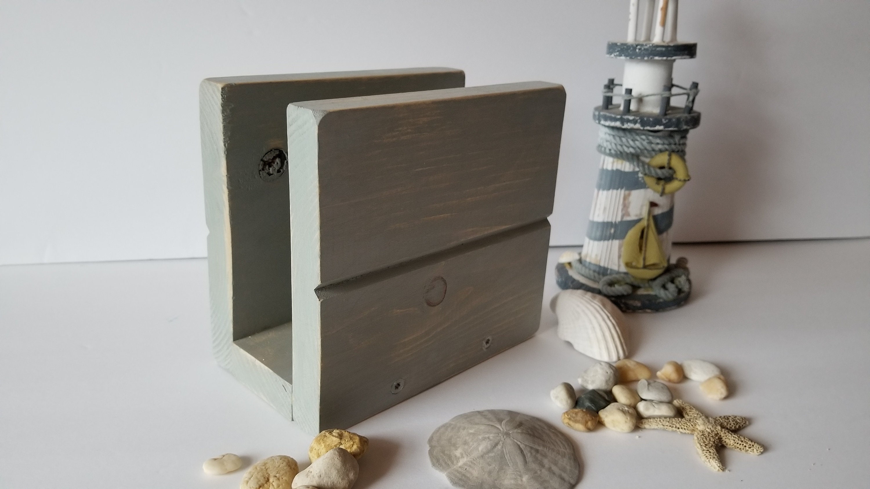 Gray napkin holder coastal napkin holder wood napkin holder Etsy.de
