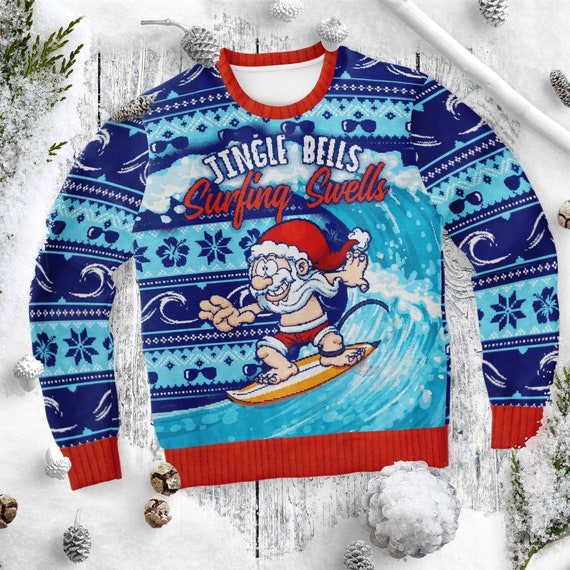 surfing santa sweater