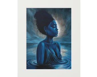 Naiya Water Goddess Art Print Passepartout Paper Frame | Woman Emerging from Sea